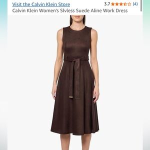 Calvin Klein Women's Brown Suede A-Line Dress